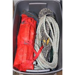 GREY TOTE WITH 2-50' LIFELINES, SCAFFOLDING NETS
