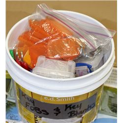 BUCKET OF KEY TAGS ETC