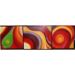 SET OF 3 WOOD FRAMED CANVAS ART PICTURES