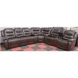 NEW DELUXE BROWN LEATHERETTE RECLINING 3 PC