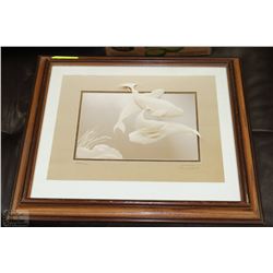 FRAMED ARTIST SIGNED AND #'D PICTURE  OF WHALES