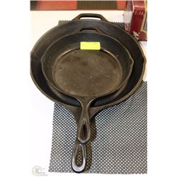 PAIR OF MADE IN USA LODGE BRAND CAST IRON FRYING