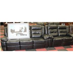 NEW BLAKE BLACK LEATHERETTE RECLINING SOFA AND