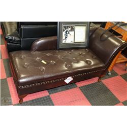 NEW BROWN LEATHERETTE STORAGE CHAISE LOUNGE CHAIR