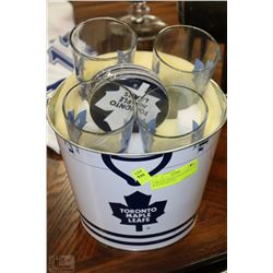 TORONTO MAPLE LEAFS PUB GLASS & ICE BUCKET SET
