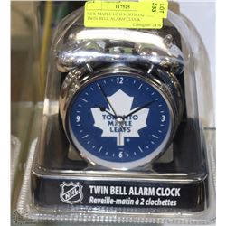 NEW MAPLE LEAFS OFFICIAL NHL TWIN BELL ALARM CLOCK