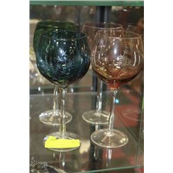 SET OF 4 CRYSTAL COLOURED GLASSES
