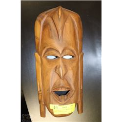 #5) AFRICAN STYLE WOOD CARVED WALL MASK 12" LONG