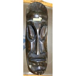 #1) AFRICAN STYLE WOOD CARVED WALL MASK 25" LONG