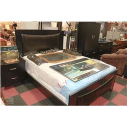 8PC QUEEN BEDROOM SUITE WITH LEATHERETTE INSERTS