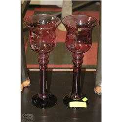PAIR OF LARGE PURPLE CRYSTAL GLASSES