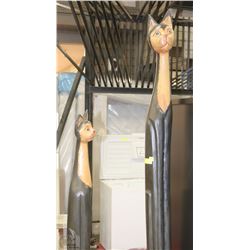 WOODEN CAT ORNAMENTS 39" AND 59" TALL