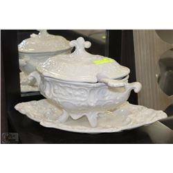 SOUP TUREEN WITH LADLE & PLATTER
