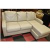 Image 1 : BEIGE LEATHERETTE SOFA WITH BUILT IN CHAISE