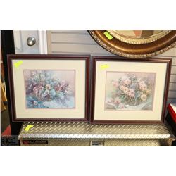 SET OF 2 FRAMED SIGNED LTD EDITION FLORAL PRINTS