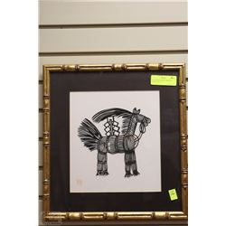 HANDMADE FRAMED ORIGAMI HORSE DISPLAY