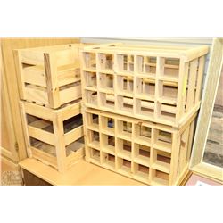 PAIR OF LARGE WOOD CRATES AND 2 MEDIUMWOOD WINE