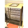 Image 1 : WOOD AND WROUGHT IRON WINE RACK TABLE. HOLDS 12