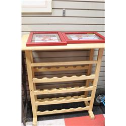WOOD WINE RACK WITH GLASS HOLDERS