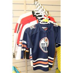LOT OF 5 BOYS SIZE 4-5 HOCKEY JERSEYS INCL OILERS