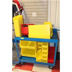 TWO TIER SHOP CART WITH LARGE ASSORTMENT OF