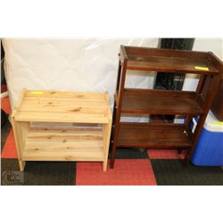 TWO ASSORTED WOOD SHELVES