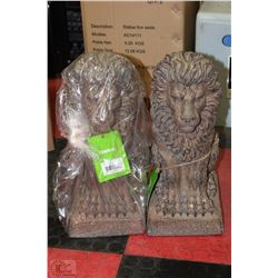 PAIR OF LION STATUES - 16" TALL