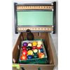 Image 1 : BOX WITH POOL BALLS, REGULAR AND SNOOKER WITH