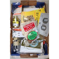BOX WITH MANY NEW HARDWARE ITEMS