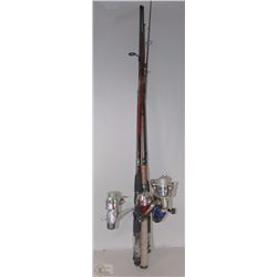 FOUR FISHING RODS & REELS