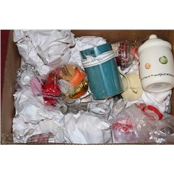 LARGE BOX WITH SCENTED CANDLES,HOLDERS AND MORE