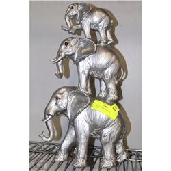 3 SILVER COLORED ELEPHANT STATUE