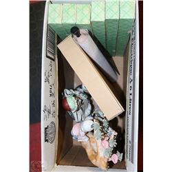 BOX OF CHINESE CANVAS WALL PICTURES, PORCELAIN