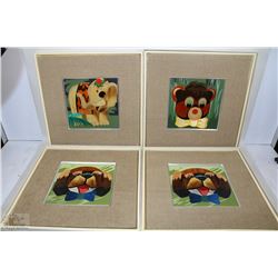 SET OF 4 INLAY WALL ART PICTURES