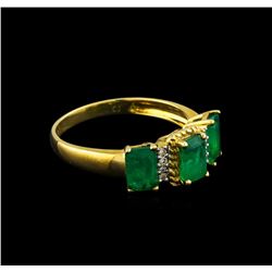 1.89 ctw Emerald and Diamond Ring - 10KT Yellow Gold