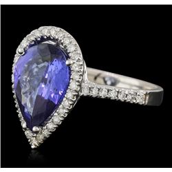 14KT White Gold 5.93 ctw Tanzanite and Diamond Ring