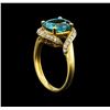 Image 4 : 5.16 ctw Blue Zircon and Diamond Ring - 14KT Yellow and White Gold