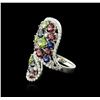 Image 3 : 14KT White Gold 5.32 ctw Multi Gemstone Ring