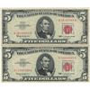Image 1 : 1963 $5 Red Seal Bill Lot of 2