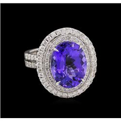 14KT White Gold 8.01 ctw Tanzanite and Diamond Ring