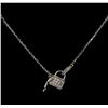 Image 1 : 0.16 ctw Diamond Lock and Key Pendant With Chain - 14KT White Gold