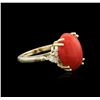 Image 2 : 14KT Yellow Gold 6.25 ctw Coral and Diamond Ring