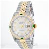 Image 1 : Rolex 14KT Two-Tone Emerald And Diamond DateJust Men's Watch