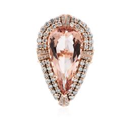 14KT Rose Gold GIA Certified 24.71 ctw Morganite and Diamond Ring