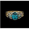 Image 2 : 4.19 ctw Blue Zircon and Diamond Ring - 14KT Yellow Gold