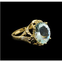 3.55 ctw Aquamarine and Diamond Ring - 14KT Yellow Gold