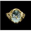 Image 2 : 3.55 ctw Aquamarine and Diamond Ring - 14KT Yellow Gold