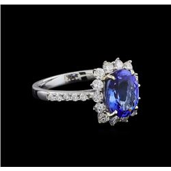 2.33 ctw Tanzanite and Diamond Ring - 14KT White Gold