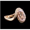 Image 1 : 14KT Rose Gold 7.41 ctw Kunzite and Diamond Ring