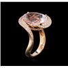 Image 3 : 14KT Rose Gold 7.41 ctw Kunzite and Diamond Ring